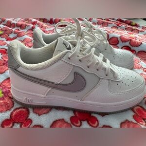 Air Force Ones Girls size 4 white and silver